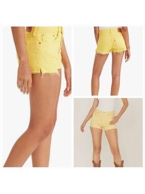 Levi's 501 Yellow High Rise Button Fly Denim Shorts Size 31